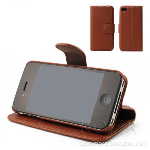 Leather Flip Smartphone Cases, Suitable for iPhone 5, with Plastic Shell Inside